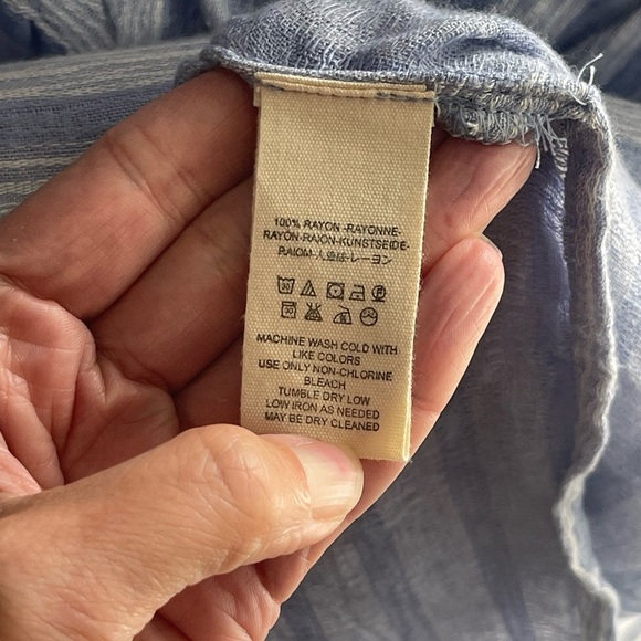 Free People Morning Solid Blue and White Striped Long Sleeve Top $68 Blue White - Picture 7 of 9